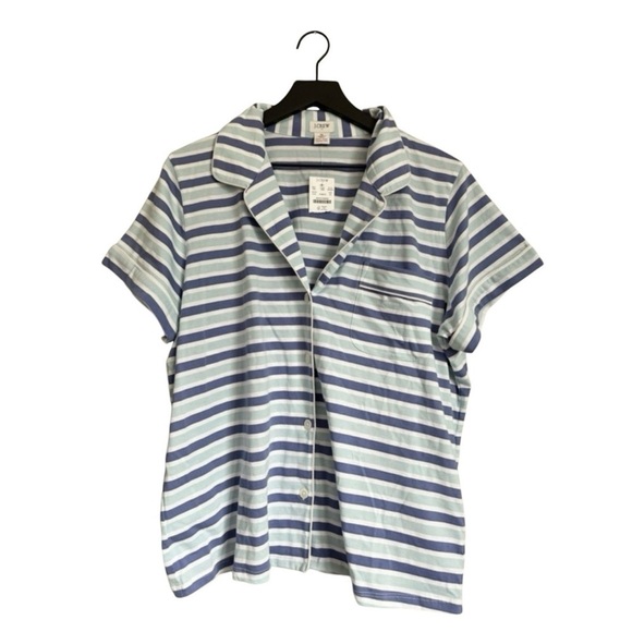 NEW JCREW FACTORY Knit Pajama Top in Cool Lilac + Sunfaded Blue Stripe - Picture 2 of 2